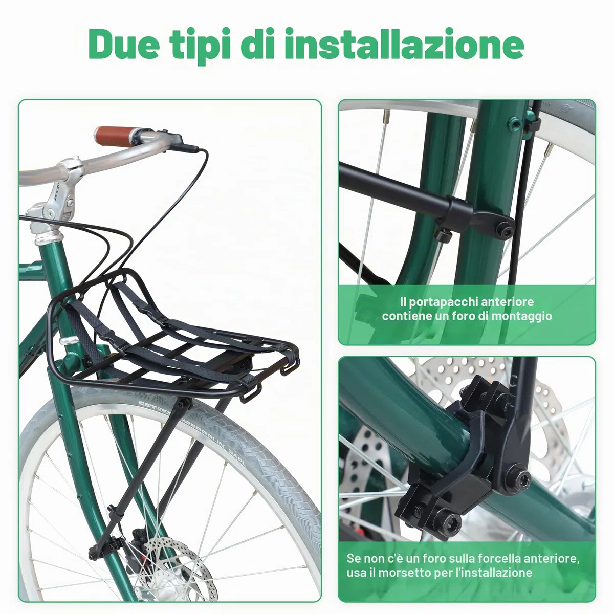 ZUKKA Portapacchi per bici anteriore, in lega di alluminio, capacità massima di carico 15 kg, adatto per biciclette da 24-29 pollici 700C per mountain bike e bici da strada