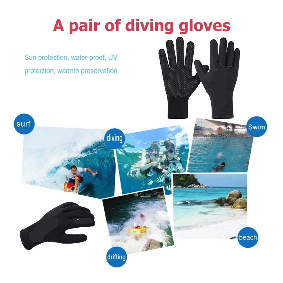 Guanti invernali riscaldati for immersioni, for uomo e donna, for sub, mute, snorkeling, canoa, pesca subacquea, guanti subacquei for surf