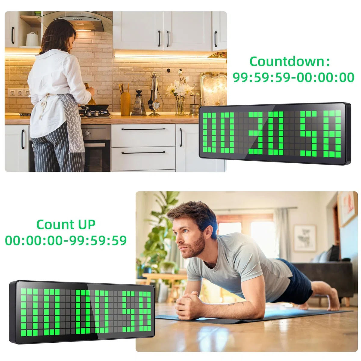 Timer da Palestra, 13.2" Grande Orologio da Parete Digitale, con CountDown/Up Cronometro, Telecomando, Luminosità Regolabile per Soggiorno, Ufficio, Cucina, Aula, Palestra
