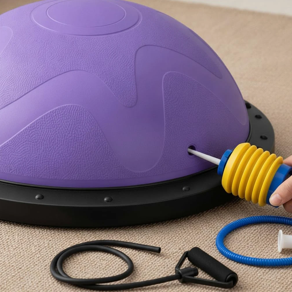 Balance Semisfera Equilibrio con Elastici - Mezza Palla Fitness per Allenamento e Postura - per fitness, Blu