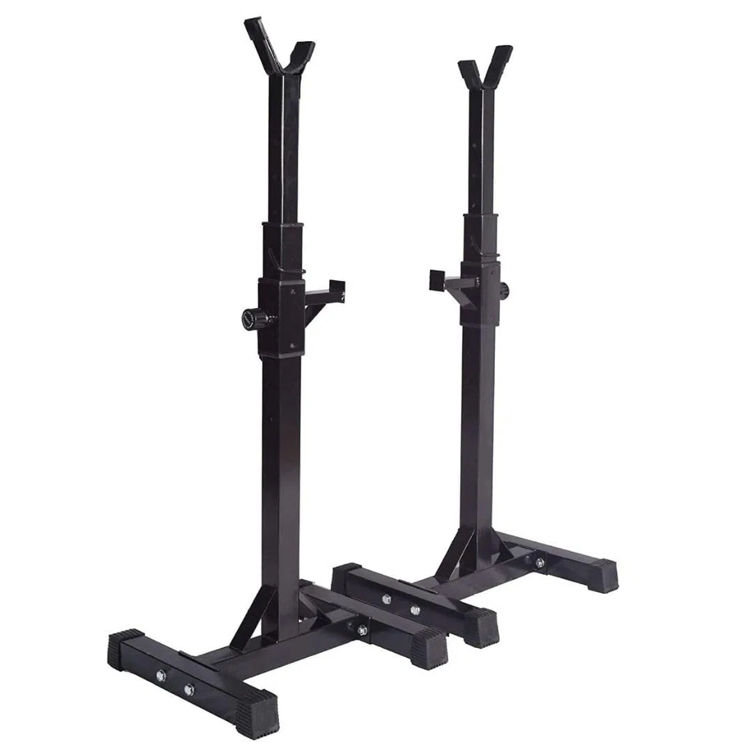 Supporto Squat Rack Regolabile 200 kg | Cavalletti per Bilanciere Altezza e Larghezza Regolabili per Home Gym e Panca