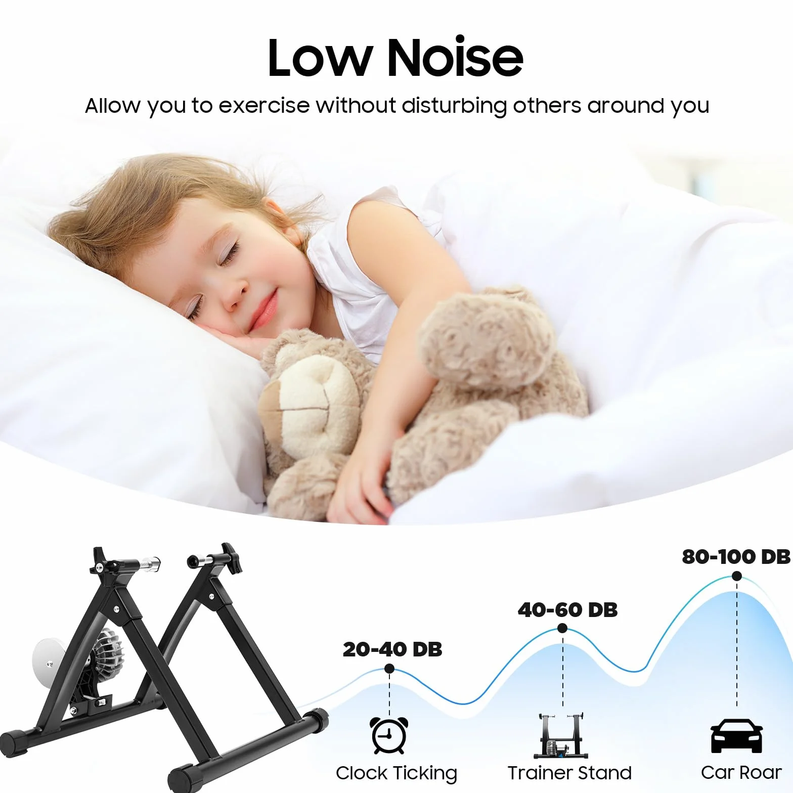 Allenatore a rulli per bicicletta con rotelle, per bicicletta da 26 – 29 pollici, per cyclette, per interni in bicicletta, a casa, in acciaio, nero