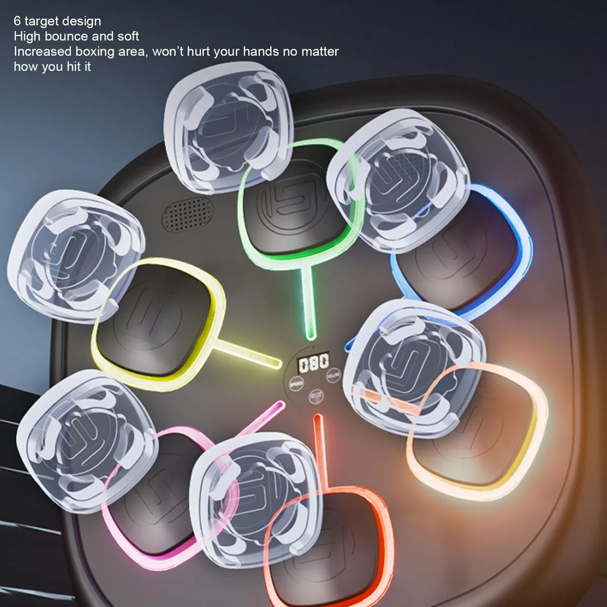 Macchina da Boxe Musicale Intelligente, Elastico in PU Bluetooth Montato a Parete LED Opzione Livello di velocità Bersaglio da Boxe Elettronico per Adolescenti Adulti