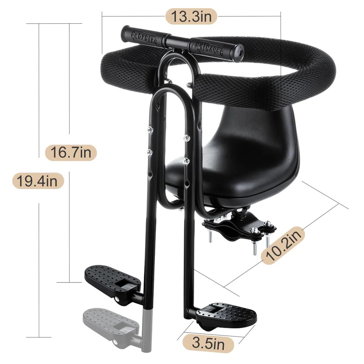 Mountain Bike per Bambini, Sedile Anteriore con braccioli, corrimano a Pedale, seggiolino Regolabile per Bambini, Portata 20 kg, Compatibile con Tutti Gli Adulti MTB