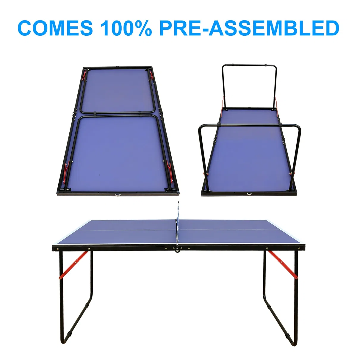Tavolo da Ping Pong in MDF, Interno ed Esterno, Blu, 137.17x76.2x68.58 cm