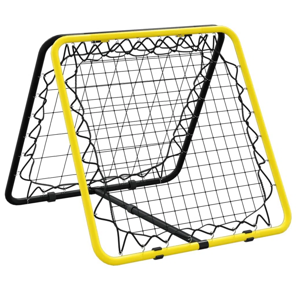 Parete di rimbalzo per calcio, su entrambi i lati, regolabile, giallo/nero, telaio in acciaio per allenamento, tiro e coordinazione