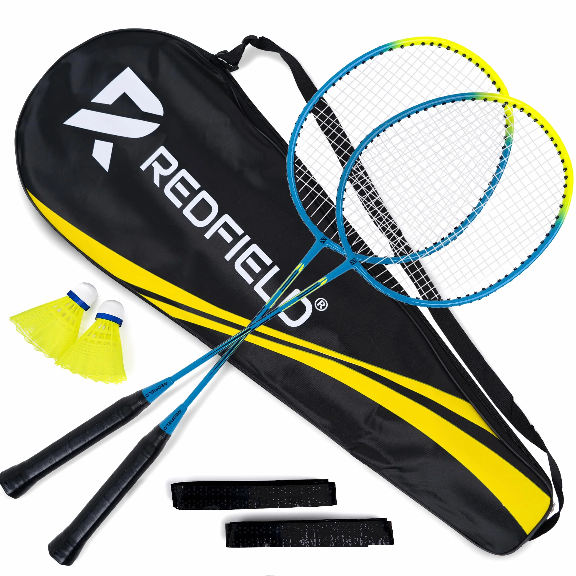 Redfield Set Badminton - 2 Racchette da Badminton - 2 Volani - Borsa da trasporto - Set completo per 2 giocatori adulti - Gioco all'aperto o al chiuso