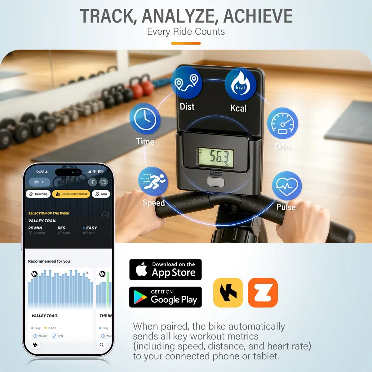 Cyclette reclinata per casa con connettività app, cyclette silenziosa a resistenza magnetica con monitor LCD, maniglia per la frequenza cardiaca, sedile e schienale regolabili, pedali con