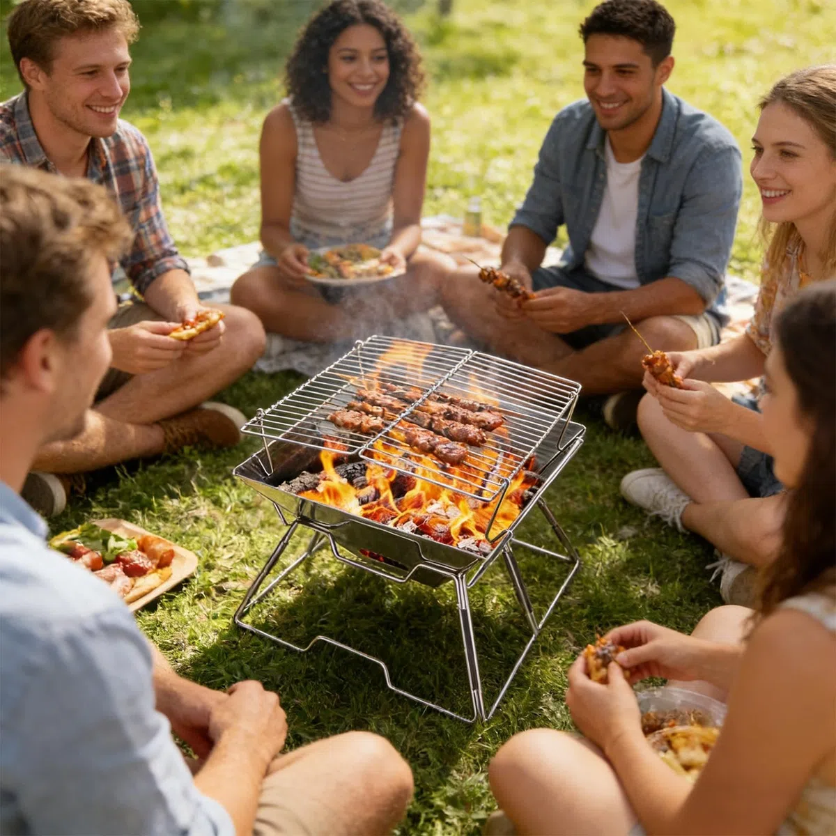 Fornello da Campeggio a Legna Attrezzatura da Esterno Pieghevole in Acciaio | Stufa a Legna per Campeggio per Giardino, Terrazzo, Picnic, Cortile, Regalo per Coppie o Fidanzato