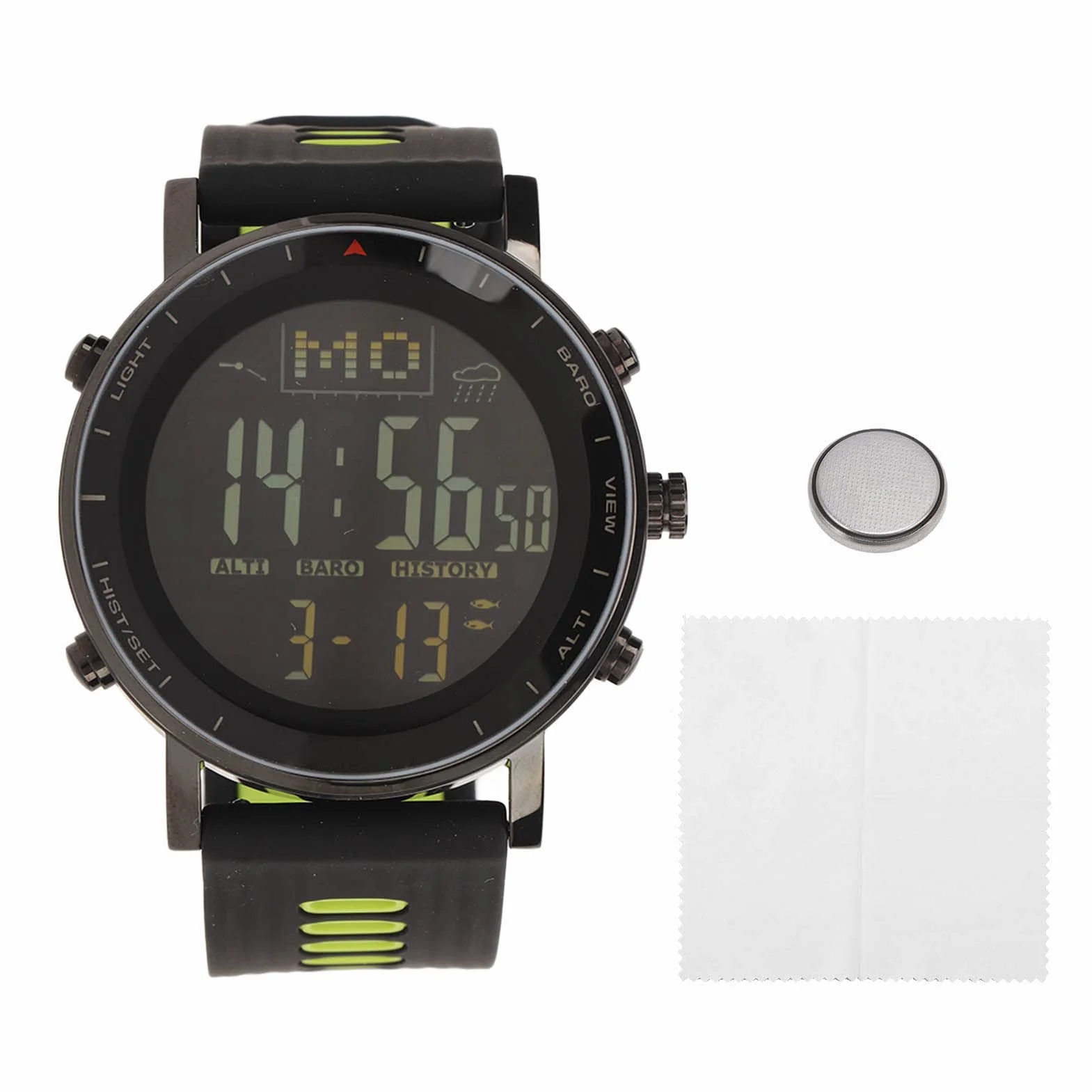 aqxreight Orologio Sportivo da Esterno Orologio da Polso Digitale Multifunzionale con Altimetro Barometro 10ATM per Escursionismo Pesca Alpinismo Verde (#2)