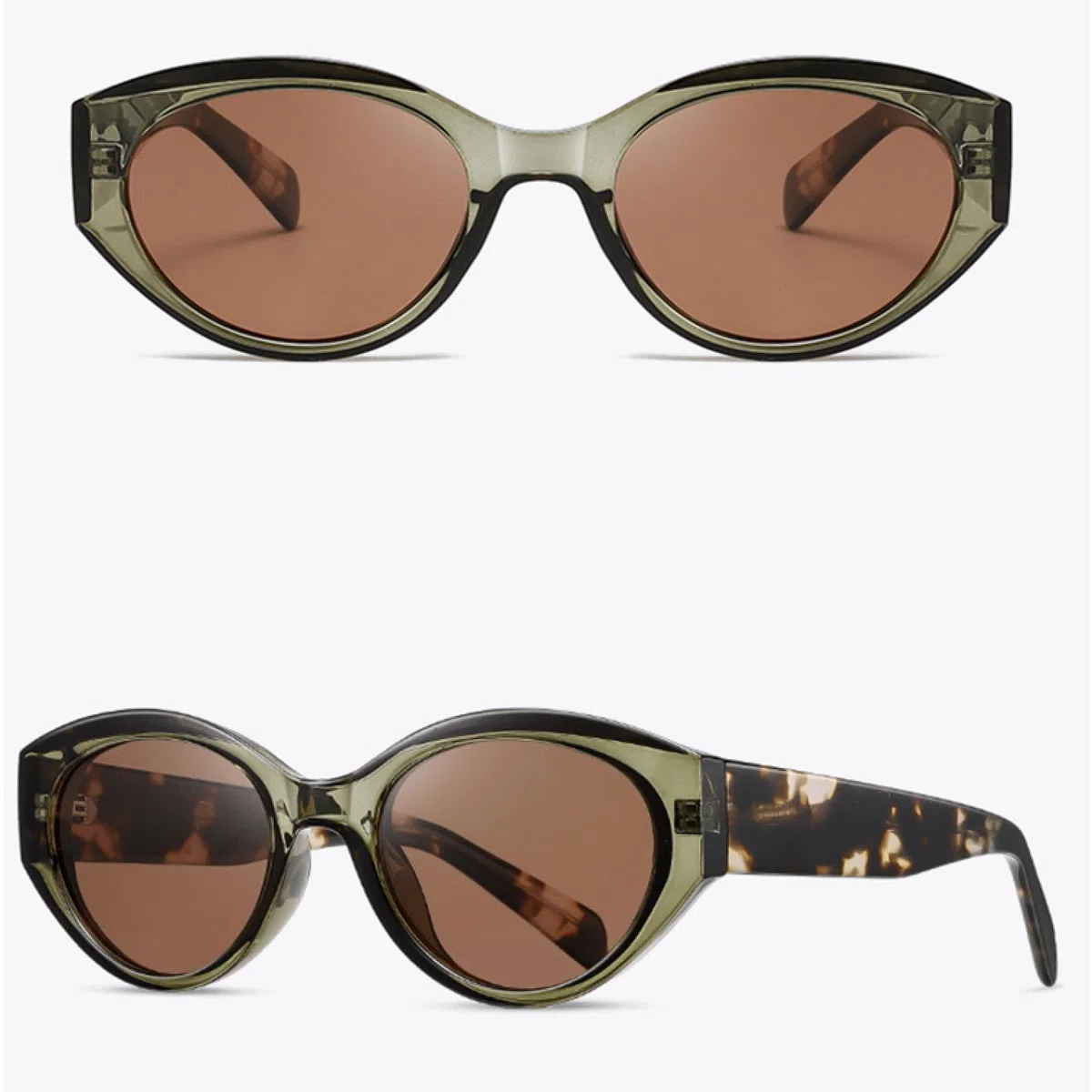 Occhiali da sole Cat Eye polarizzati con montatura femminile in acetato, occhiali da sole alla moda per donna, verde marrone