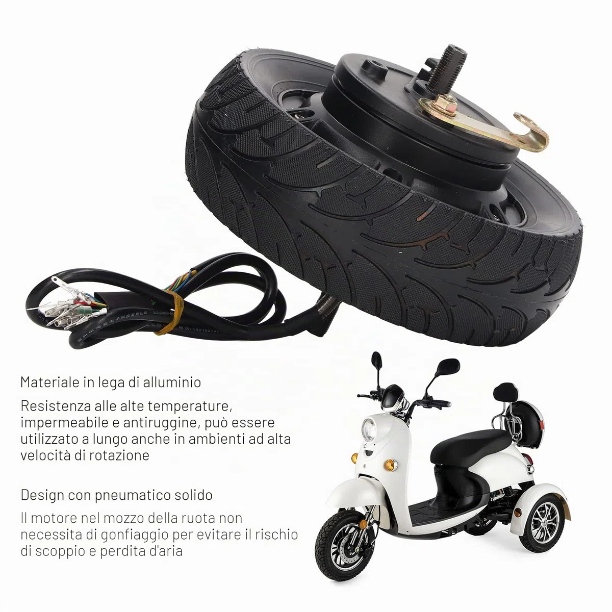 Tbest Motore del della ruota 8 pollici con freno a tamburo 36V-48V 500W a 1200W 1400 RPM Impermeabile Universale per bicicletta elettrica scooter