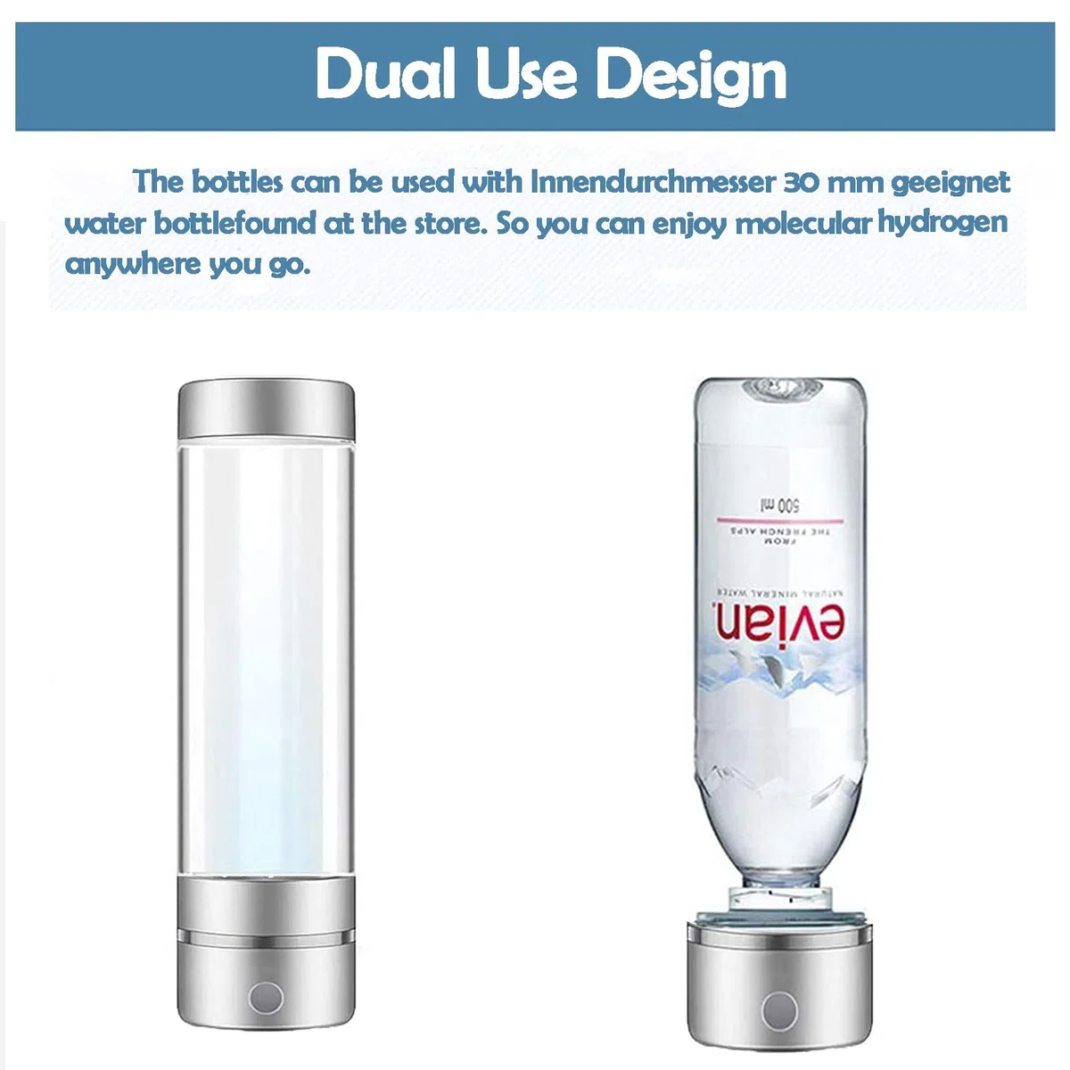 Bottiglia d'acqua per idrogeno con tecnologia PEM e bottiglia d'acqua per idrogeno Spe, purificatore d'acqua ionizzato portatile ricaricabile tramite USB per ufficio, viaggi e lavoro (240 ml)