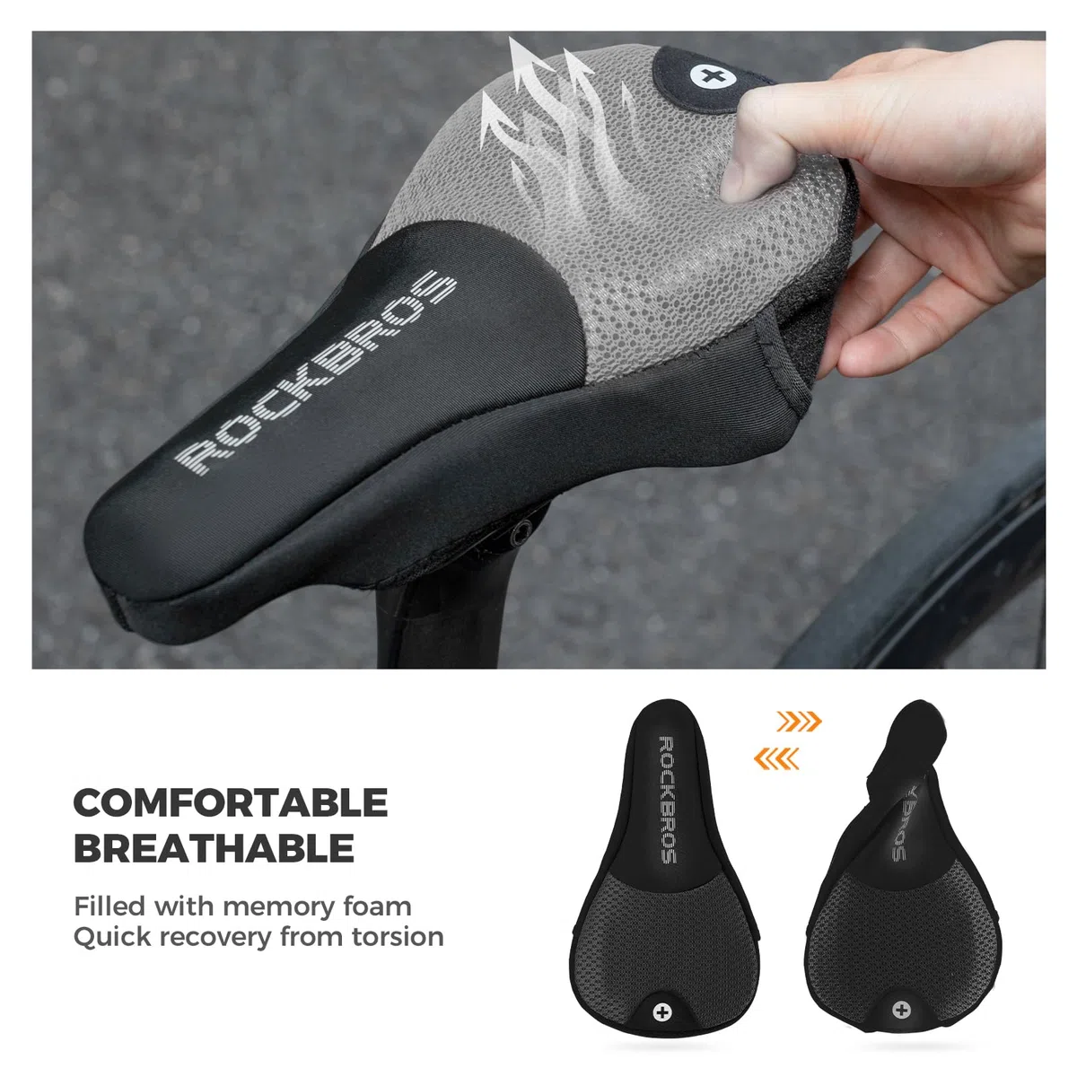 ROCKBROS Copri Sella Bici, Coprisella Gonfiabile, Sellino Bici in Gel Morbido, con Copertura Impermeabile, Unisex per MTB, Bici da Strada e Gravel