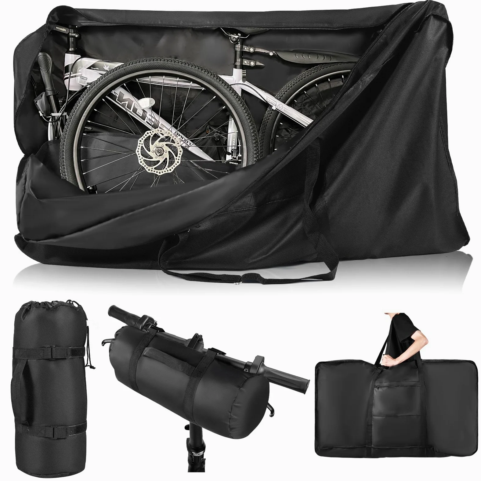 Borsa per il trasporto della bicicletta, 24-29 pollici, robusta 900D, impermeabile, con tracolla, mountain bike, bici da strada e bici pieghevole
