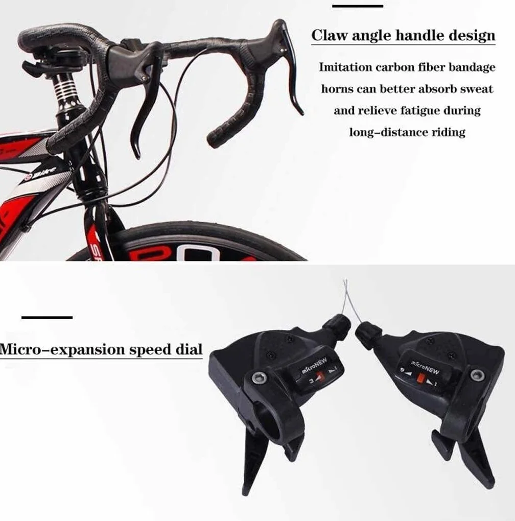 Bicicletta da Strada da 26 Pollici, Bici da 24 Velocità, Freno a Doppio Disco, Telaio in Acciaio ad Alto Tenore Di Carbonio, Corsa in Bicicletta su Strada,Red/Argento