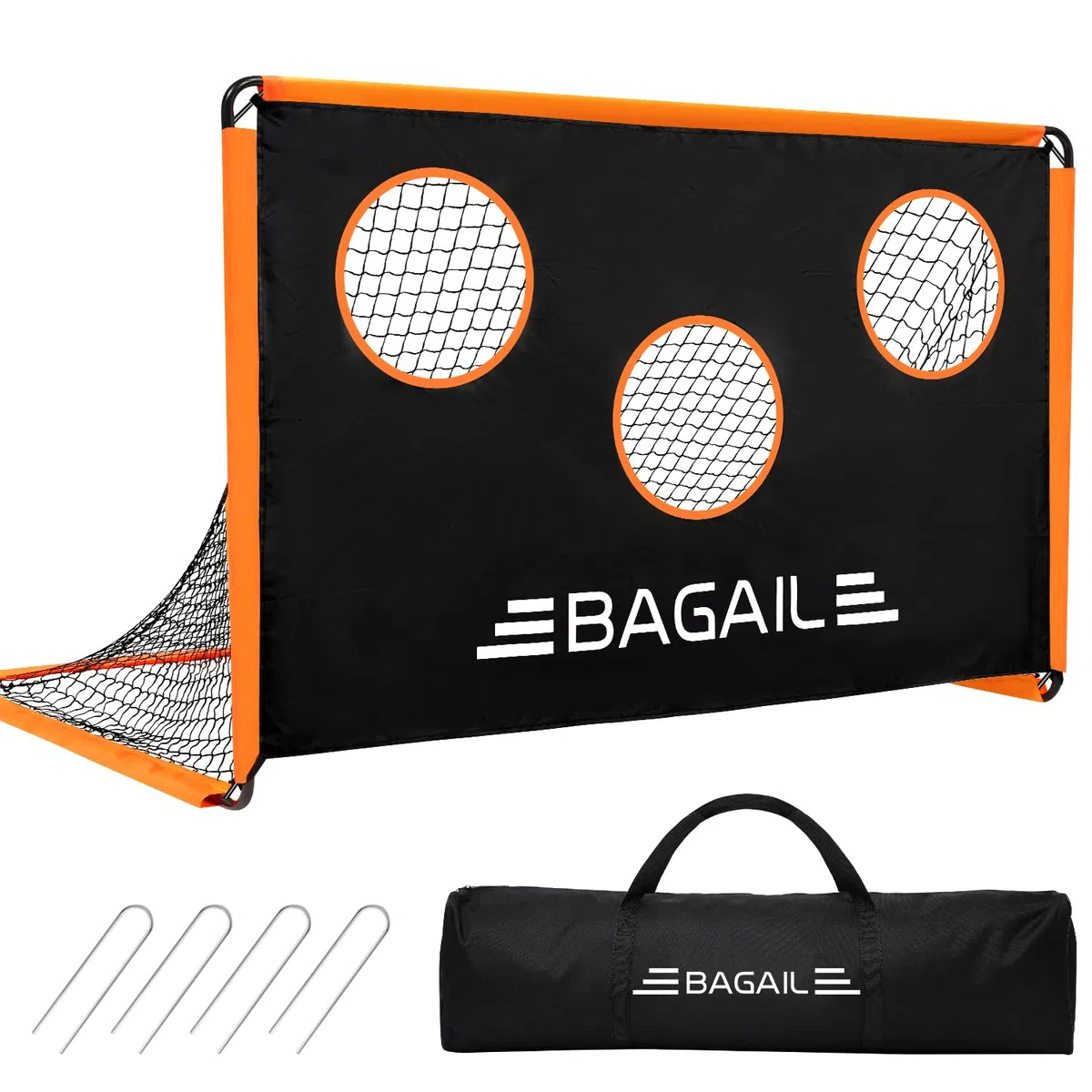 BAGAIL Porta da calcio con bersaglio, design 2 in 1, porta da calcio, borsa portatile, facile da installare, ideale per allenamenti in giardino e partite ricreative, 180 x 120 cm