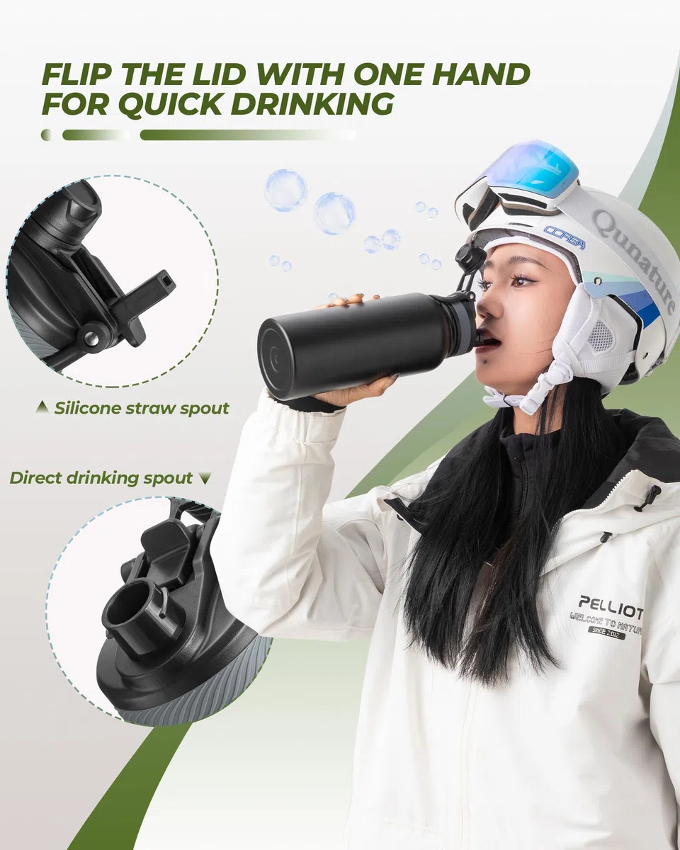 ROCKBROS Borraccia Termica, Bottiglia Sportiva 550ML/650ML/1L/1.2L, Borracce Mantenere Calore/Freddo, Senza BPA, Borraccia Isolata per Bicicletta Ciclismo Fitness Corsa Escursionismo