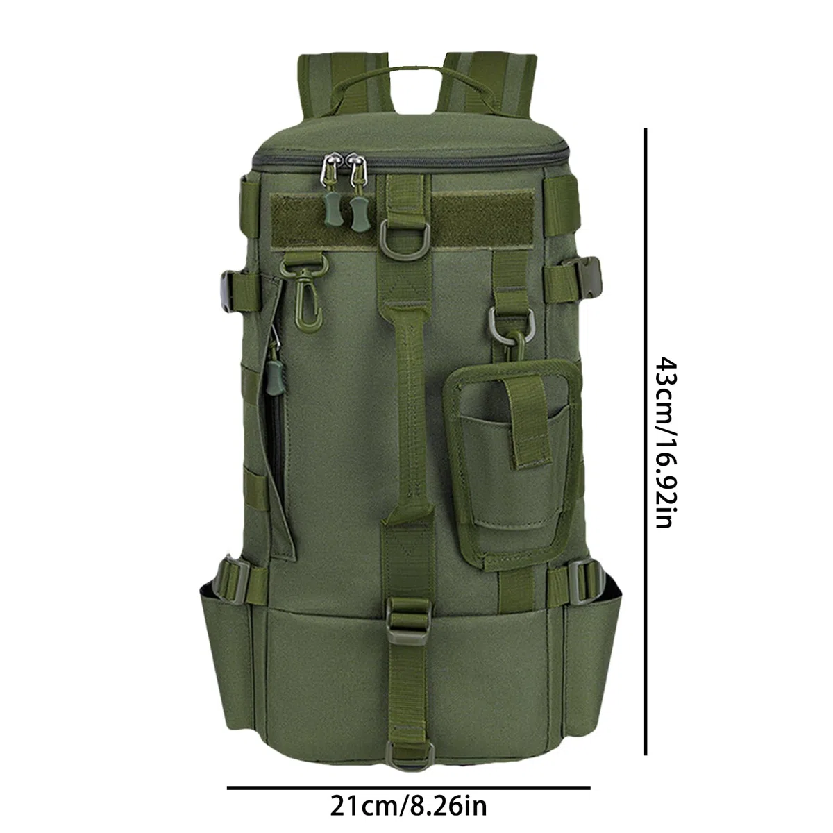 Zaino per attrezzatura da pesca, borsa da pesca all'aperto con supporti | per canne, borsa da viaggio, pesca, grande spazio per campeggio ed escursionismo, Verde militare, Refer to description, Unise