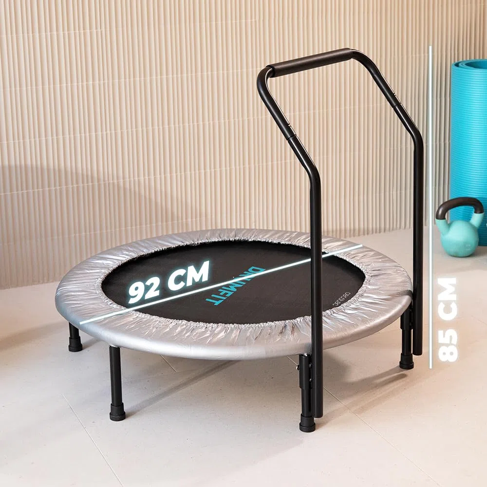 Cecotec Trampolino Fitness Adulti Ø 92-127 cm Rimovibile e Pieghevole Drumfit Jump. Trampolino elastico da 92 e 127 cm, base da 6-7 gambe, peso massimo 100 kg