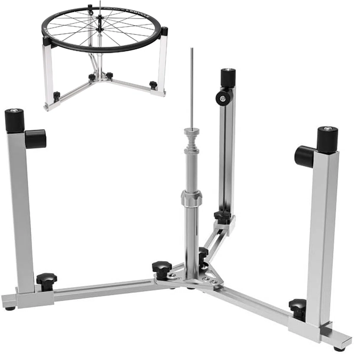 Cavalletto per ruota della bicicletta, strumento di riparazione in alluminio con rulli e righello per la manutenzione degli pneumatici, attrezzatura essenziale per la regolazione della bici