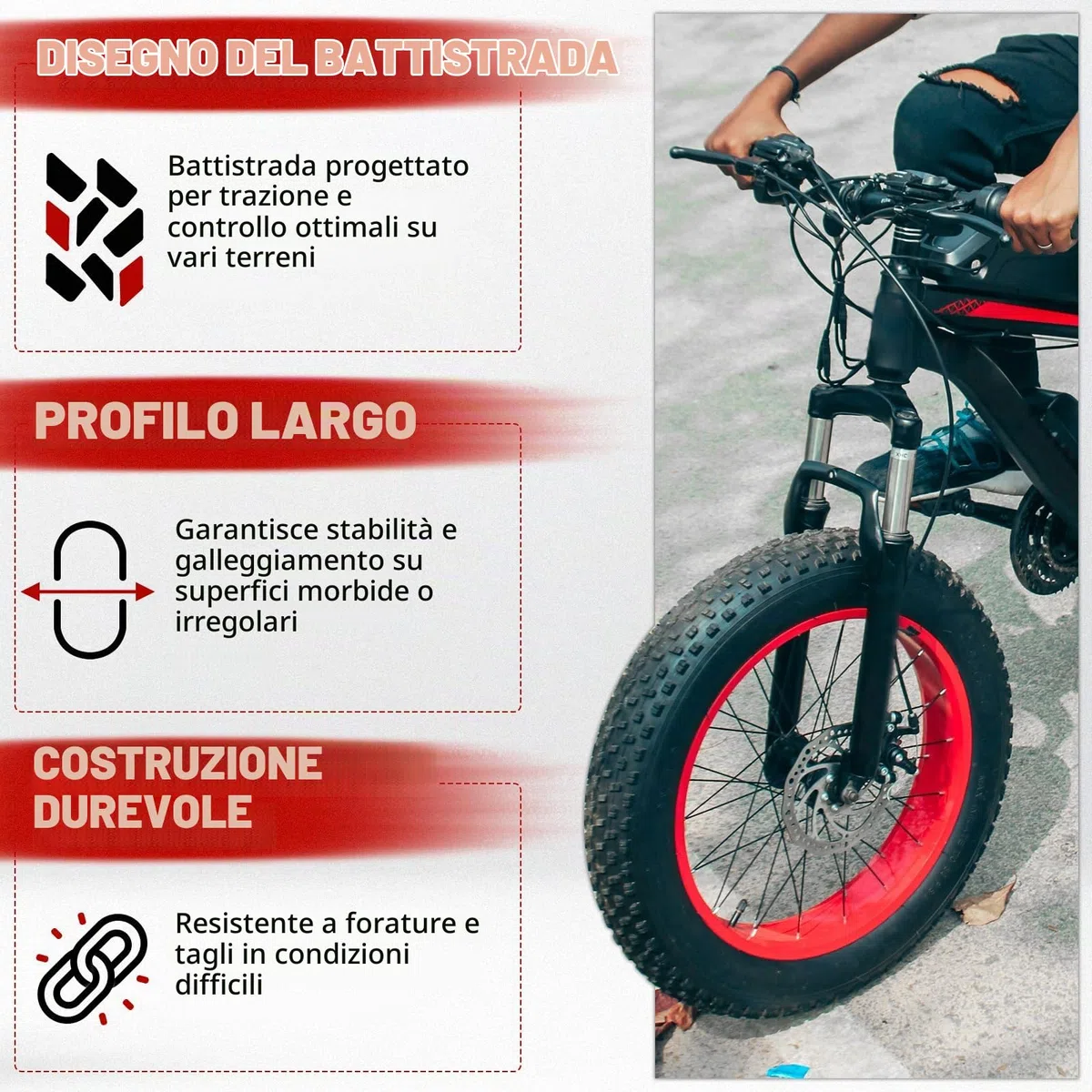1PZ F3T-2X4 Pneumatico 20x4 Pollice per Mountain Bike Pieghevole per MTB su Strada o Fuori Strada Bicicletta Elettrica, Fat Bike