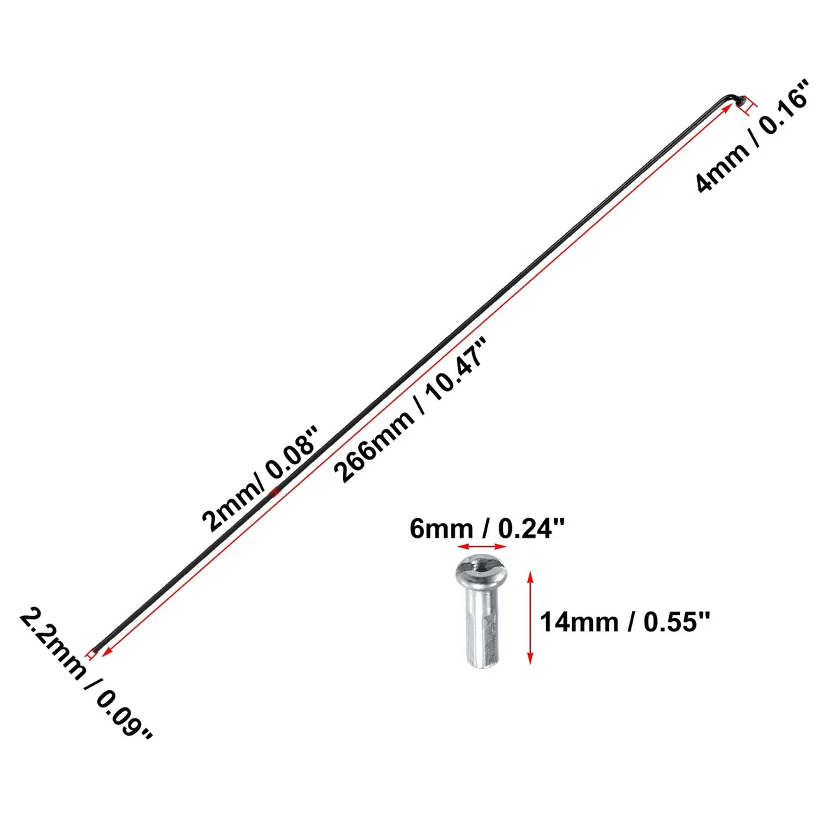 Raggi di Bicicletta Raggi in Acciaio for Bicicletta 14G J Bend 136-293 mm di Lunghezza con nippli Testa Dritta Parti di Ricambio for Bici Nero Bike Raggi(275mm X 36pcs)