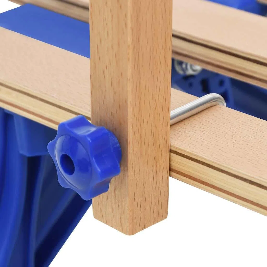 Schienale per slittino blu compensato con design a doppia doghe per bambini e adulti, materiali robusti in legno e plastica, adatto per inverno, neve, piste, attività all'aperto, slittino