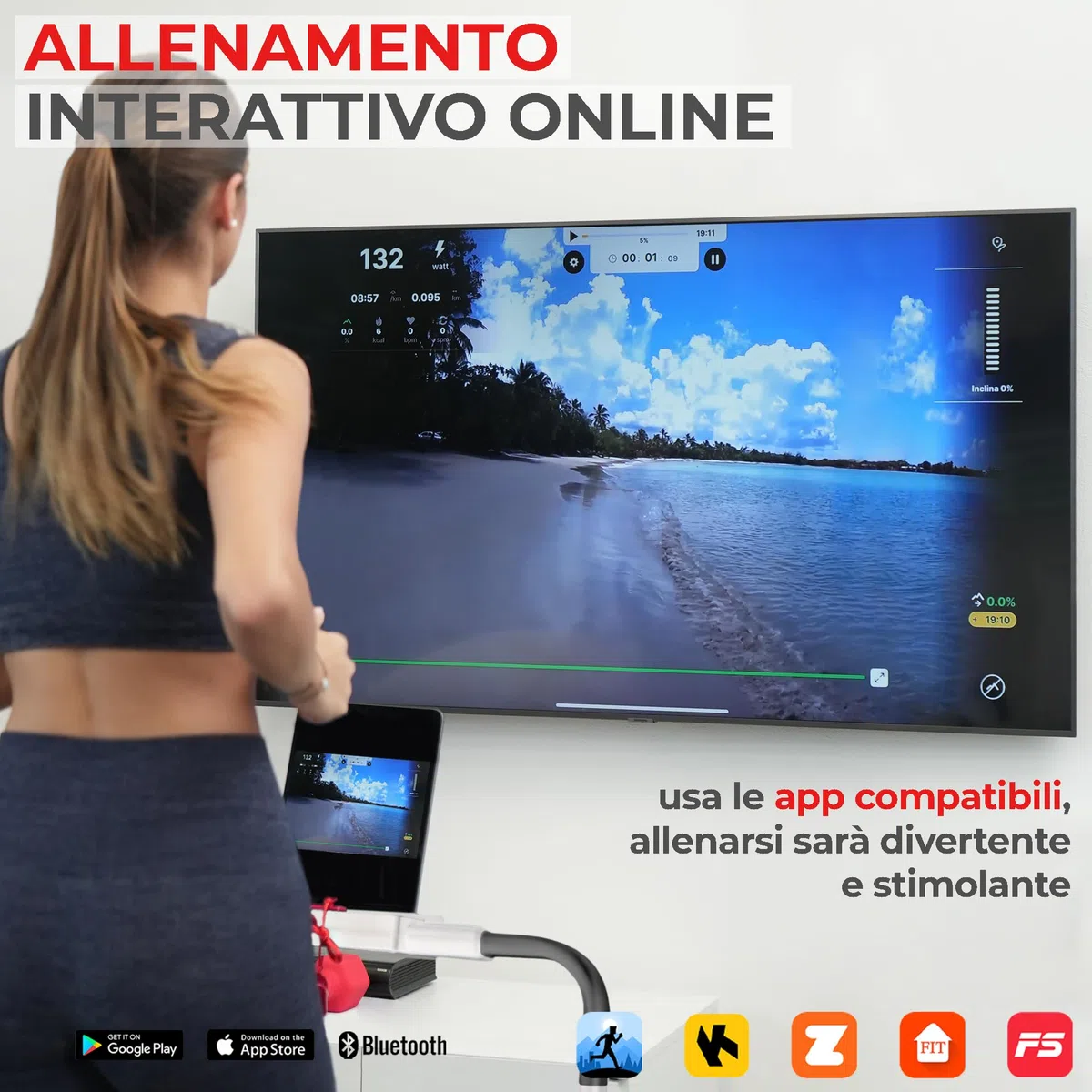 IDS Tapis Roulant Salvaspazio 10 o 14 km/h | Marchio Italiano | Compatibile APP Bluetooth + Programmi | Pieghevole Compatto Elettrico | Indoor Sports GARANZIA e Assistenza ITALIA