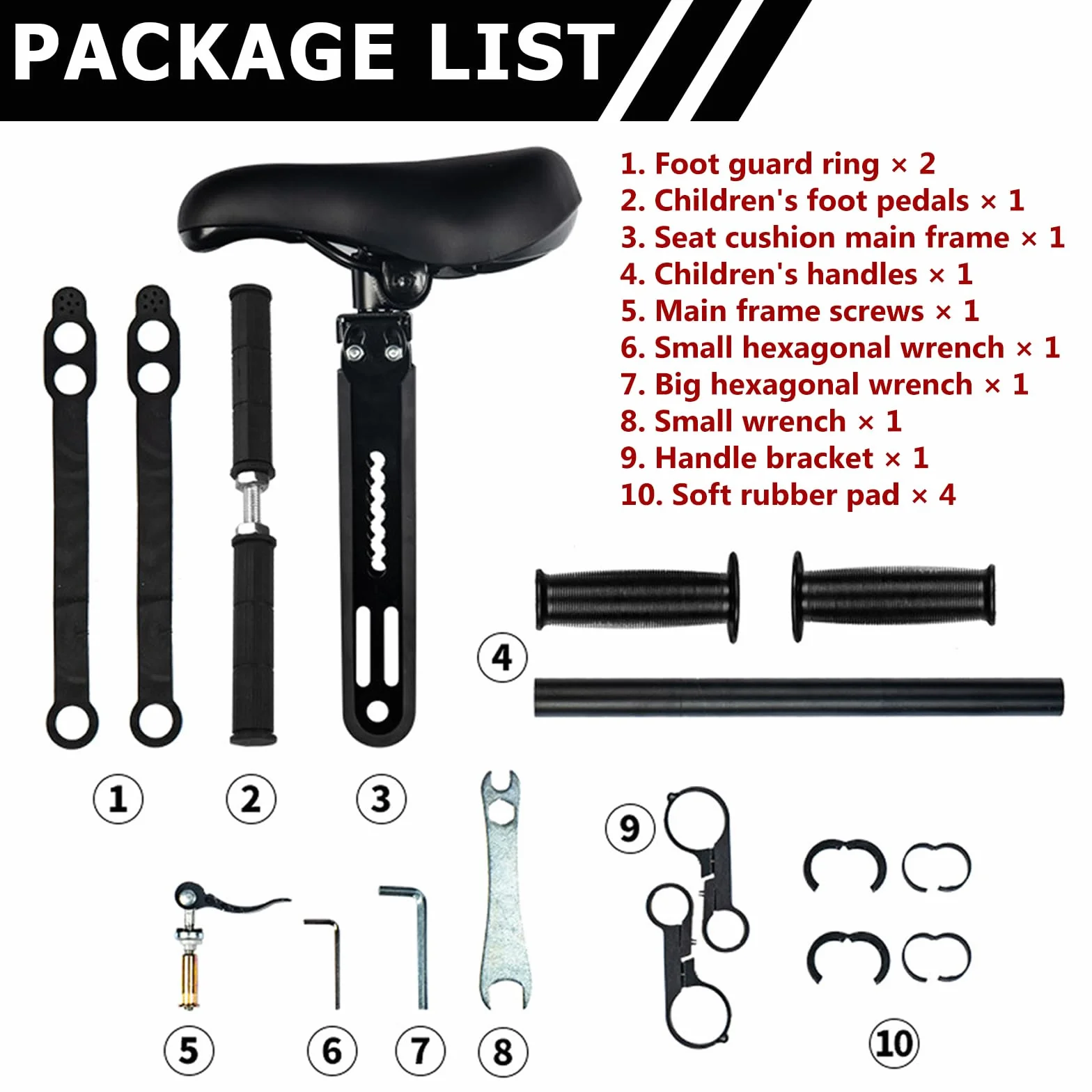 PORFOYO Seggiolino anteriore per bicicletta per bambini, per mountain bike, anteriore con pedale e manubrio, per bambini, portatile, da 2 a 5 anni (A)