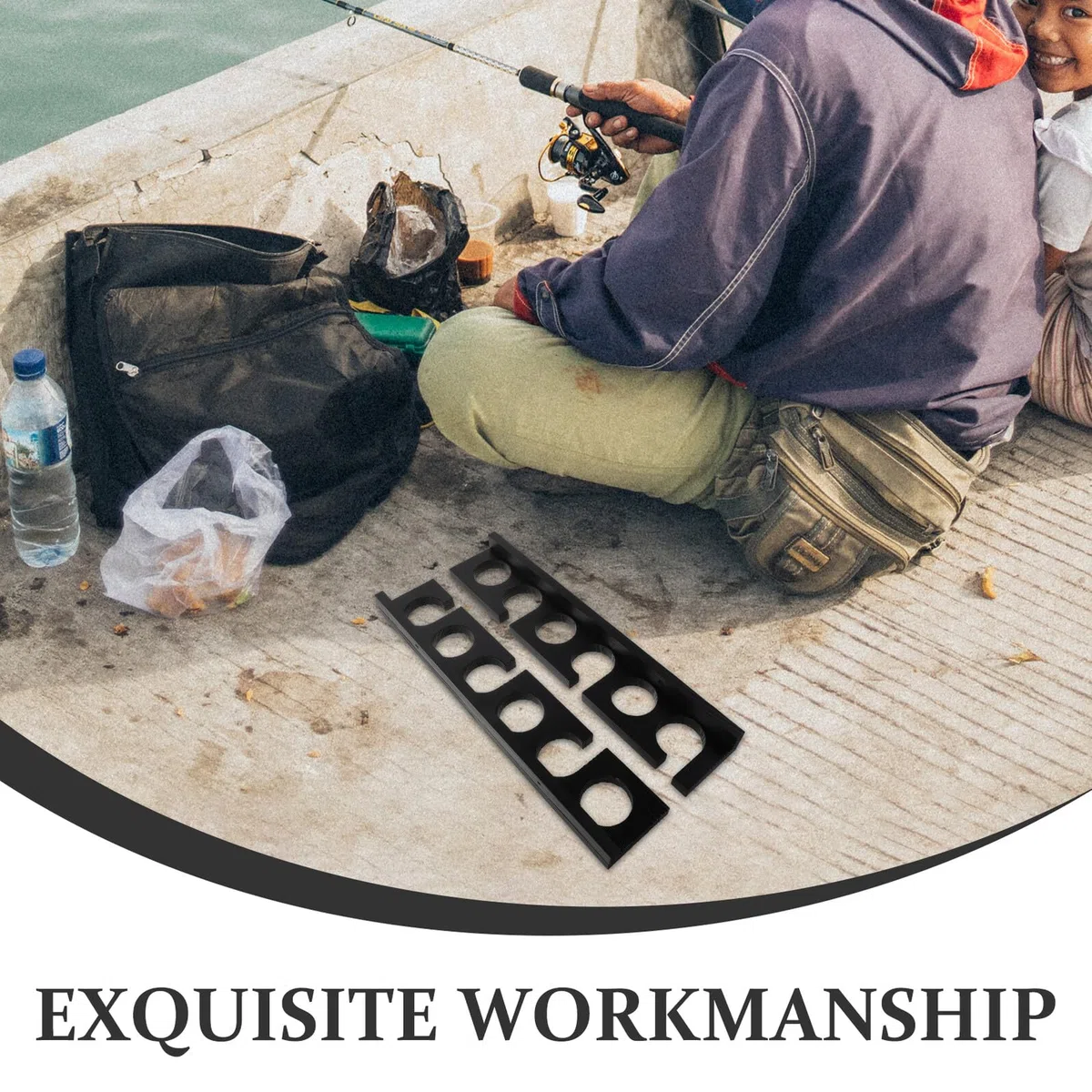 WOONEKY 2 Pezzi Porta Canne Pesca in Legno con Slot Supporto da Parete Orizzontale Robusto e Salvaspazio Organizzatore Rustico per Canne Pesca in Casa e Garage