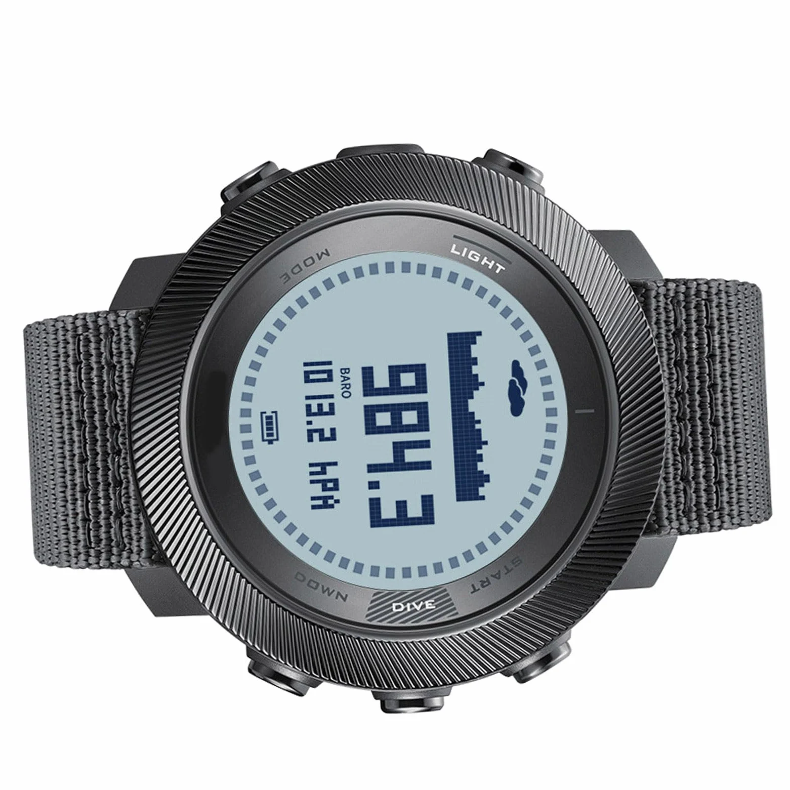 Keenso Orologio Sportivo Digitale con Bussola e Altimetro, Cassa in Fibra di Carbonio PPS 100 M Antipioggia Retroilluminazione a LED Registro Immersioni Contapassi per Uomo all'aperto Escursionismo