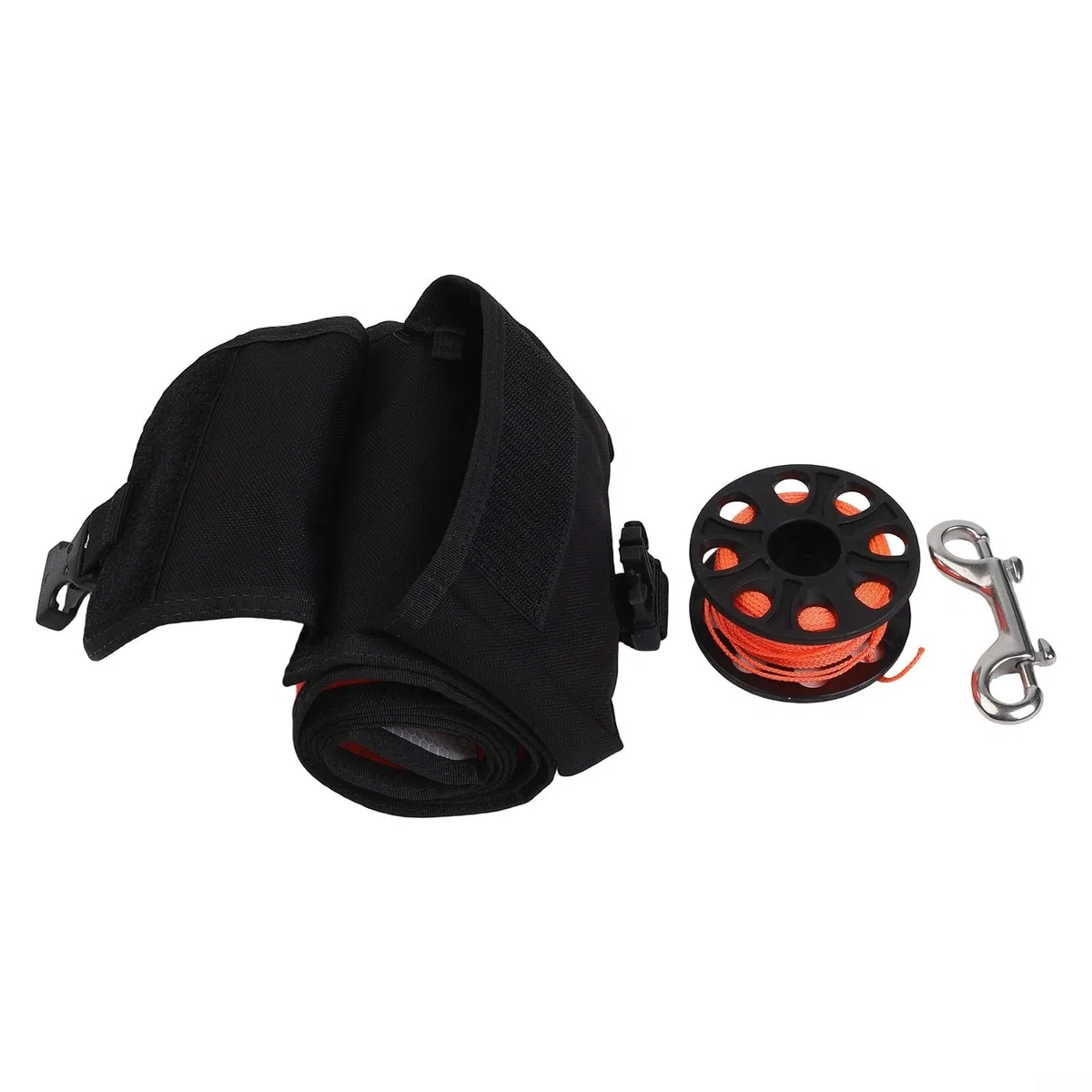 ARA Diving SMB Marker Boa 120X15cm Rosso Nylon Immersione Galleggiante Con Bobina 30M E Snap In Acciaio Inox Per Segnale di Sicurezza Subacquea Strumento di Segnalazione Immersione Tecnica
