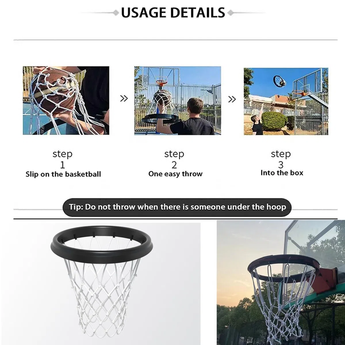 Rete da basket per esterni, telaio per rete da basket rimovibile portatile, rete da basket professionale, resistente alla pioggia e al sole, per sport indoor ed all'aperto