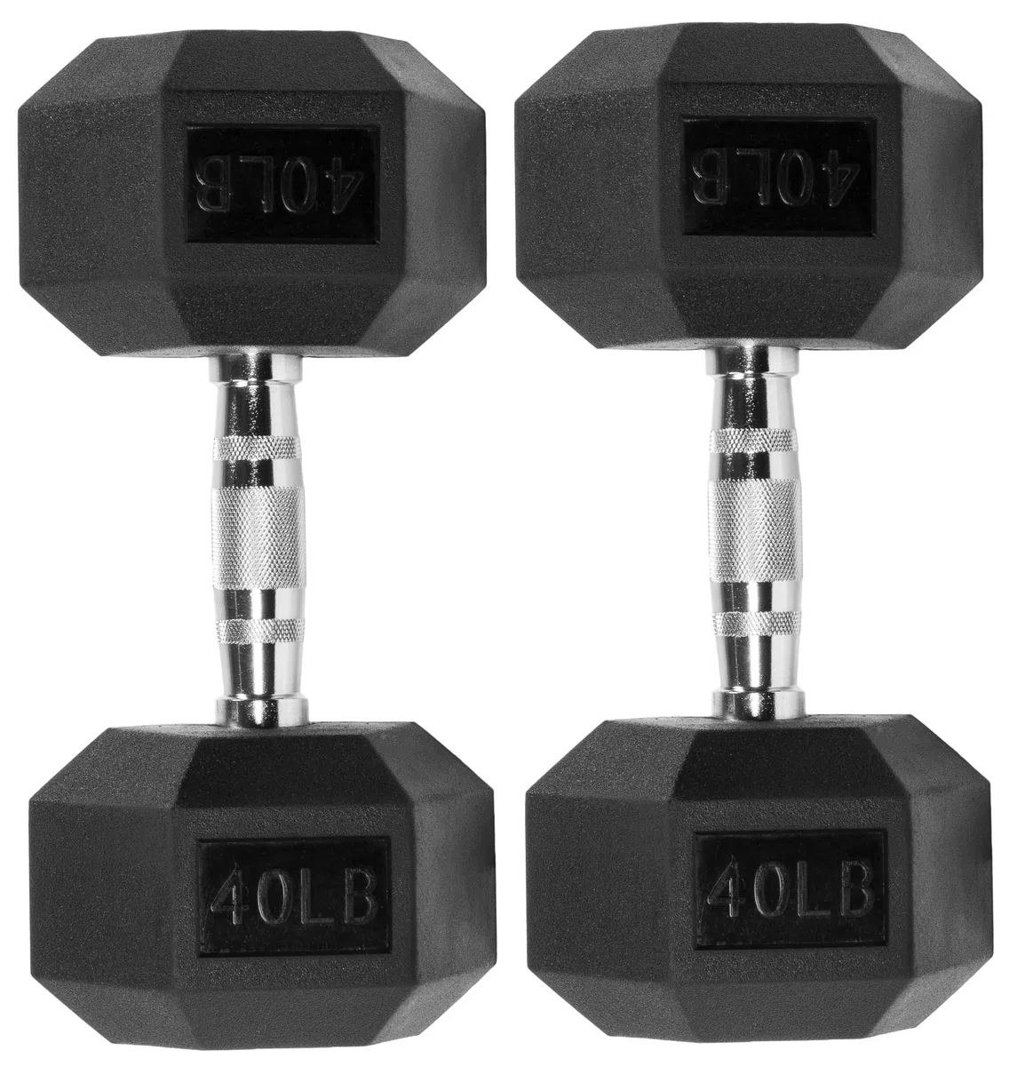 Signature Fitness Manubrio esagonale rivestito in gomma, nero