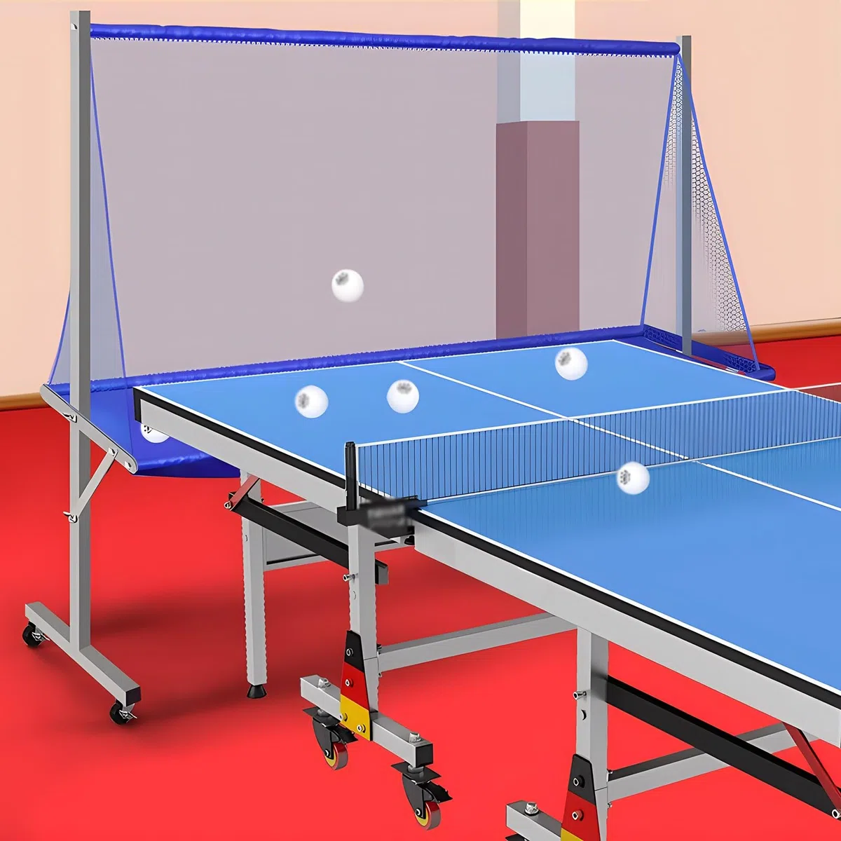 Rete di raccolta per palline da ping pong con collettore e rullo per allenamento e pratica