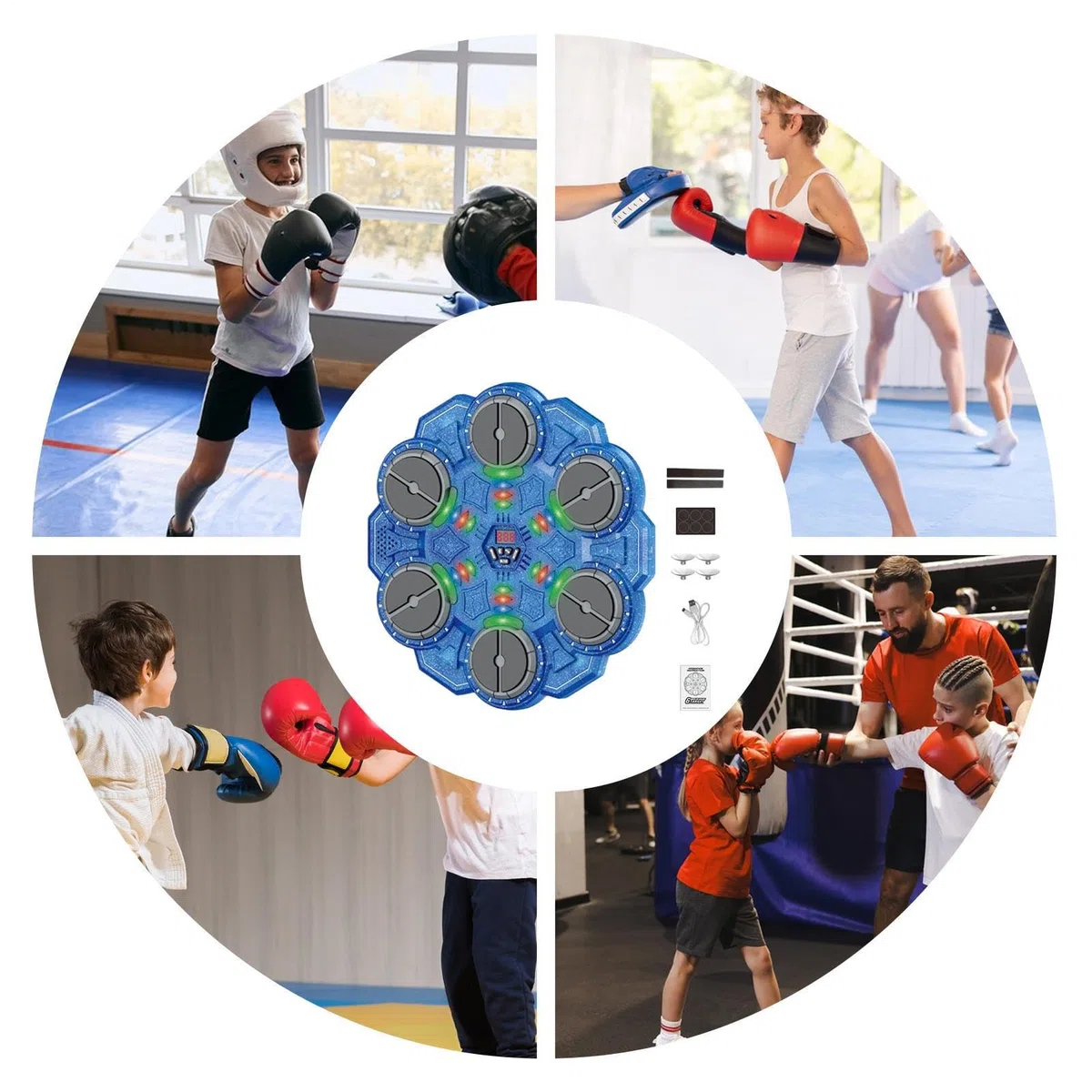 Macchina da boxe intelligente per musica, giocattolo interattivo senza fili, con luce, elettronica, da parete, per ragazzi, palestra, ufficio, soggiorno, casa, camera da letto, sport, fitness