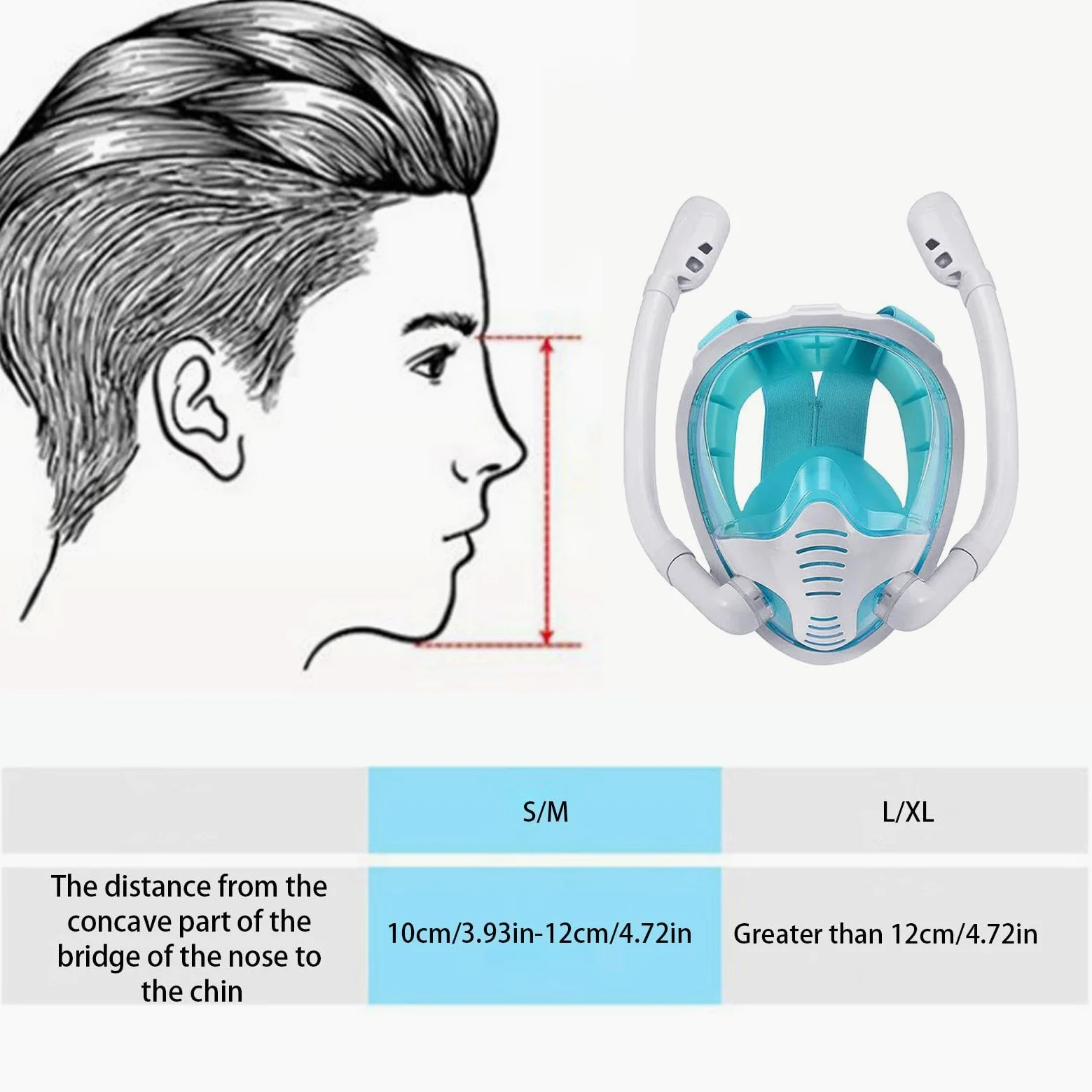 Maschera da snorkeling integrale – copertura per occhiali subacquei in silicone, a prova di perdite, occhiali da nuoto anti-appannamento, occhiali subacquei per una visione chiara, E
