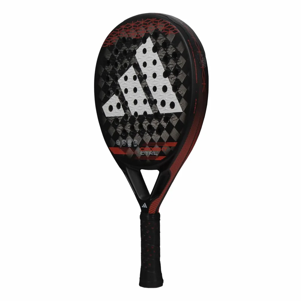 Racchetta da paddle adidas CROSS IT CTRL 3.3, nera, arancione, forma rotonda, gomma EVA ad alta memoria, fibra 15k