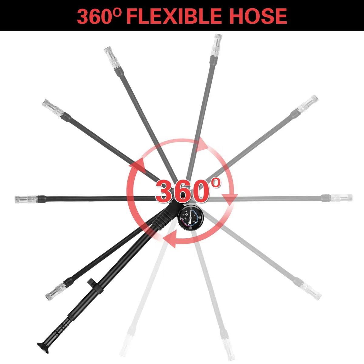 Pompa per ammortizzatori ad alta pressione 300 PSI Pompa ad aria Presta Schrader Valve Pompa per bici da strada con manometro per forcella anteriore e sospensioni posteriori per bicicletta Ammortizz