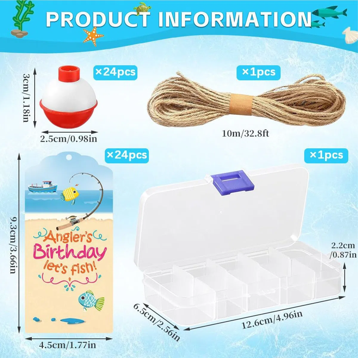 Mini Cassetta da Pesca Forniture da Pesca, Tema Pesce | PVC Forniture da Pesca Porta Esca con Galleggiante per Uomo Donna Ragazza Giovane Adolescente Moglie Marito Figlio Figlia