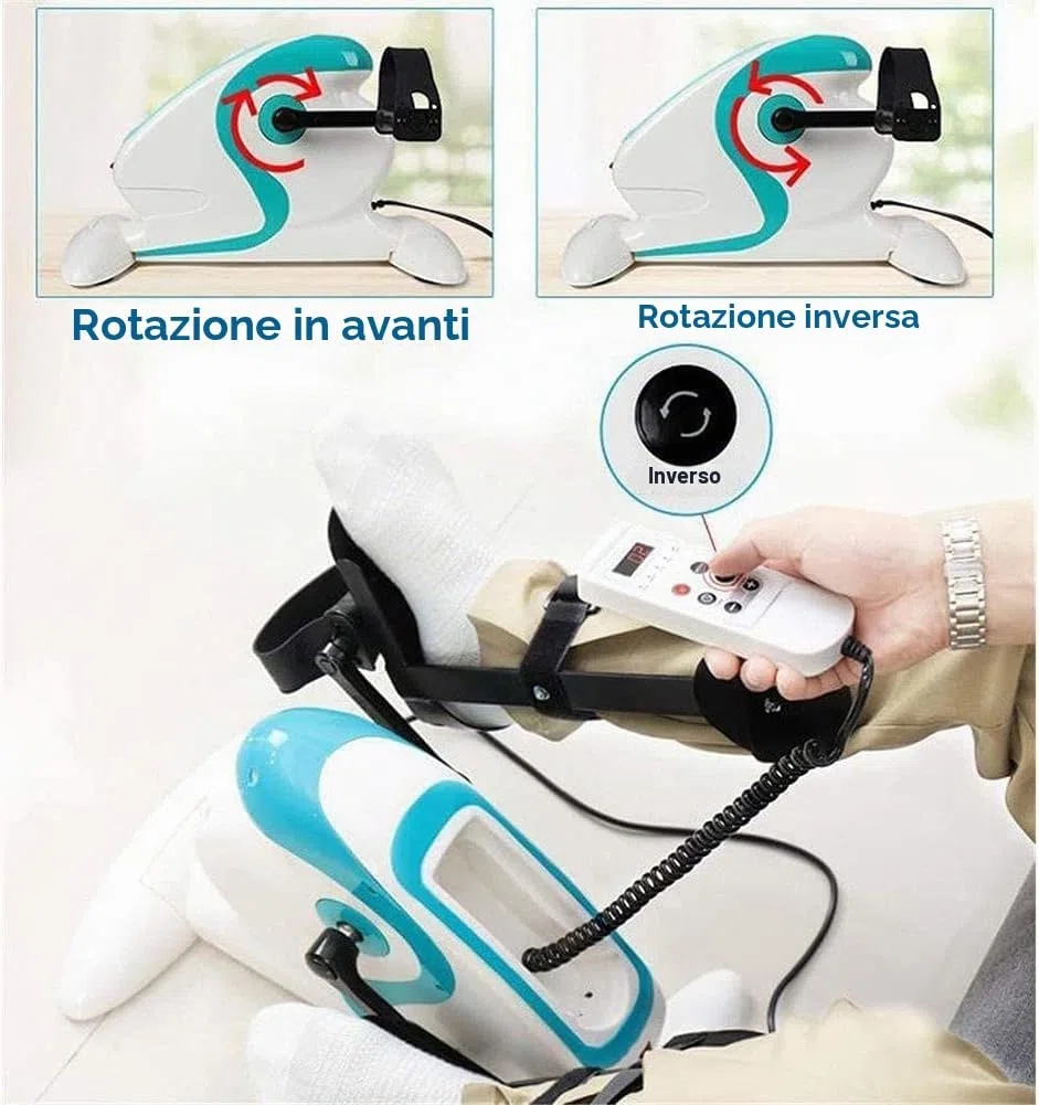 Cyclette elettrica con pedalata assistita, mini cyclette portatile con pedalata assistita, cyclette motorizzata per disabili e portatori di handicap, cyclette elettrica con supporto per protezione g