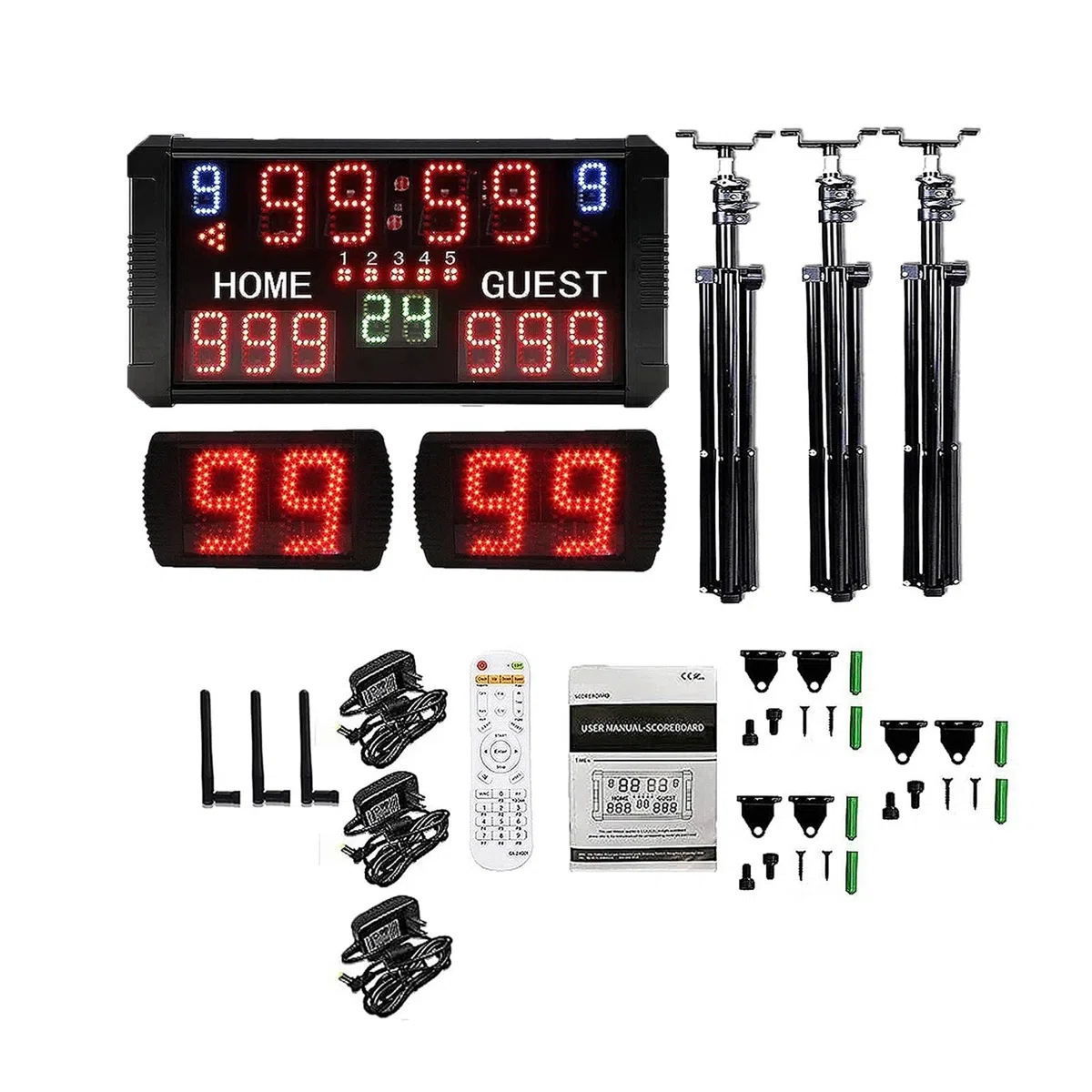 Orologio e Controller for tiri con Timer da Basket, tabellone segnapunti Portatile, Conto alla rovescia di 14 o 24 Secondi, 2 unità(Suit B Consoles)