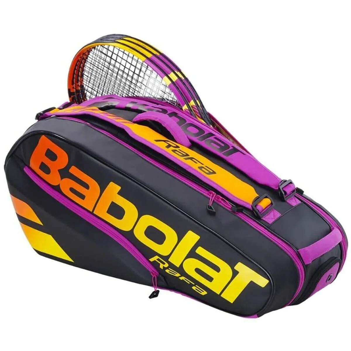 Babolat Pure Aero RAFA - Sacca da tennis, 6 pezzi, 48 litri, 8 scomparti, colore: Nero, Arancione, Viola