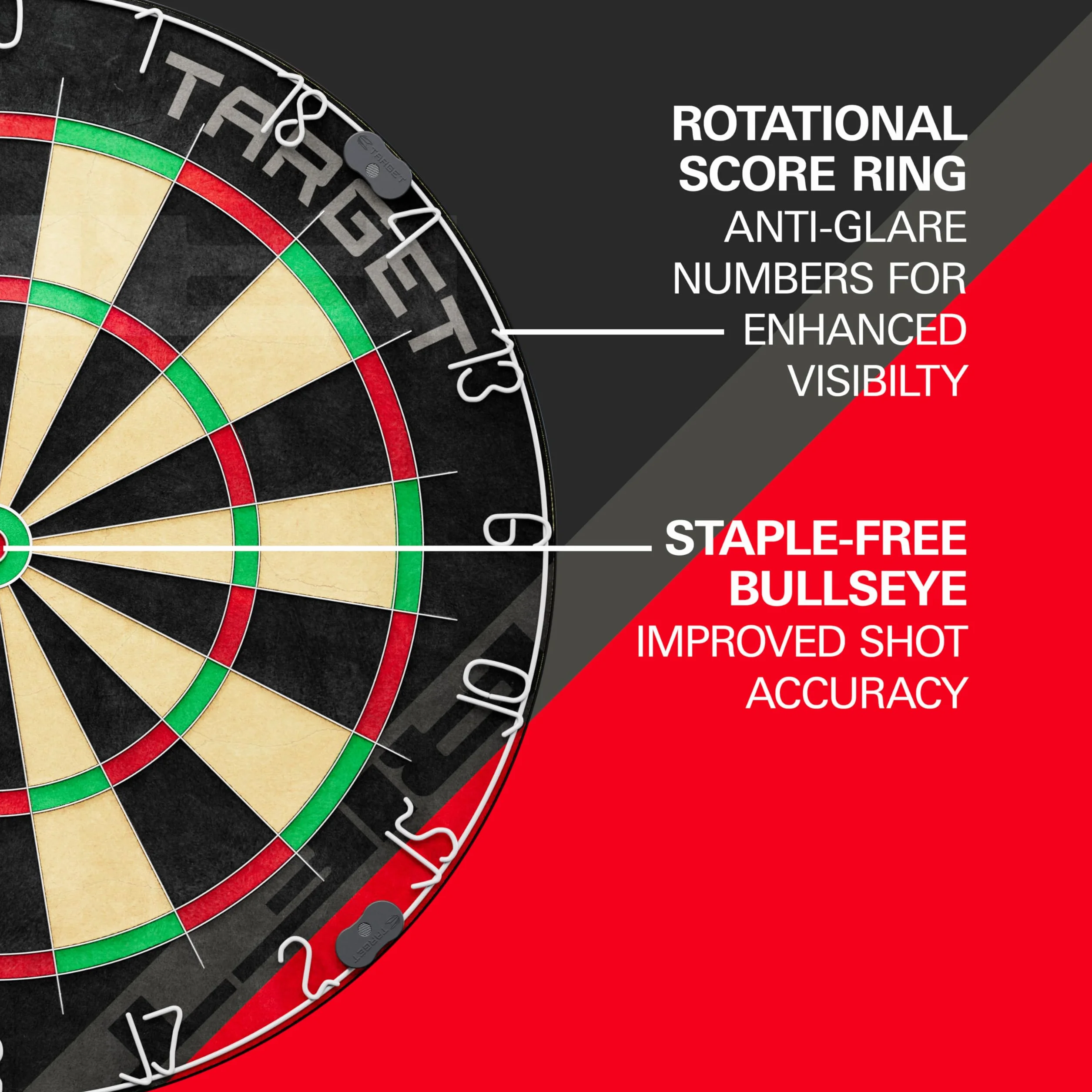 Target Darts Rift Bersaglio con facoltativo LED Light | Punta in Acciaio Freccette Board con facoltativo Bright Bersaglio Illuminazione | Filo Senza Graffette | Includes Due Sets di 17G Freccette
