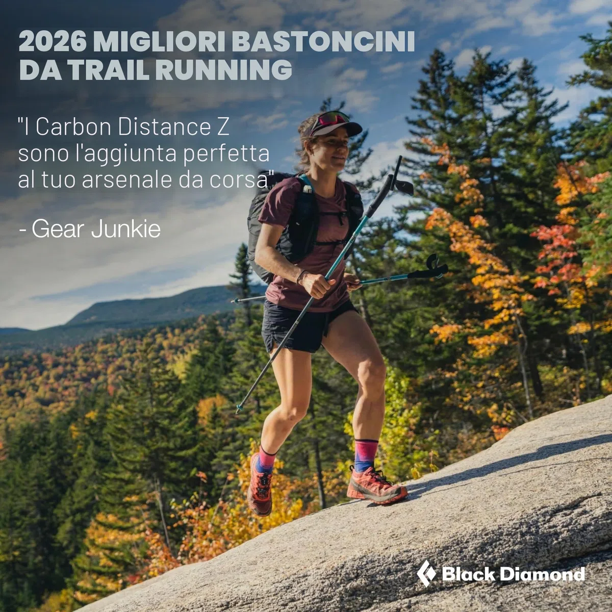 BLACK DIAMOND Distance Carbon Z Bastoni da Trekking e Running Paio di Bastoncini da Trekking Pieghevoli, Ultra Leggeri, Lunghezza Fissa, Fibra di Carbonio, Cielo Deserto, 115 cm
