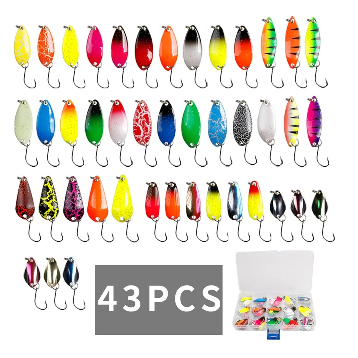 Set di Esche da Pesca Esca da Pesca in Metallo for Lago Mare Carpa Spigola Wobbler Mini Spinner Trota Jig Scatola Rigida Kit Accessori