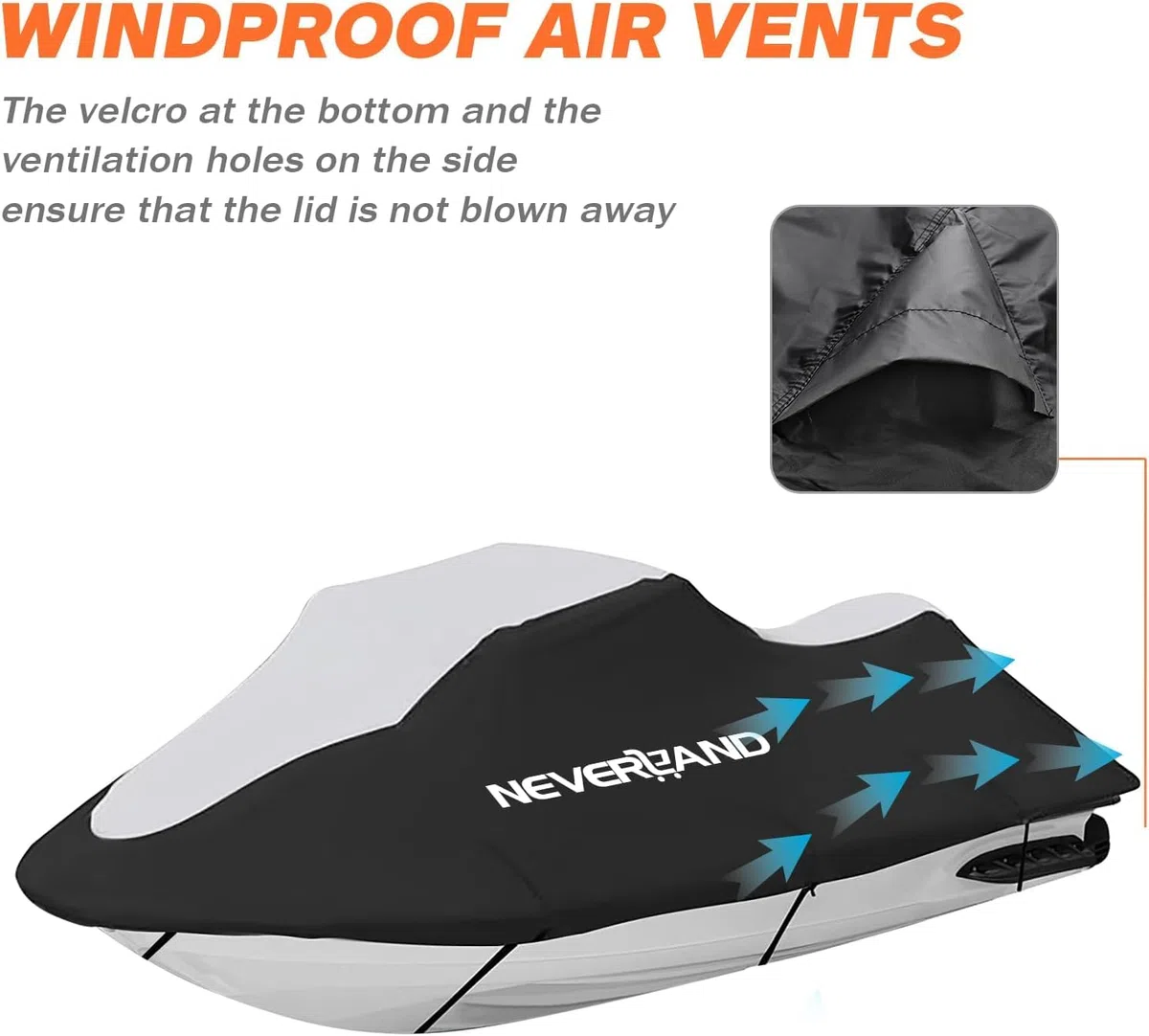NEVERLAND Copertura per moto d'acqua adatta per moto d'acqua da 2 a 3 posti, resistente, impermeabile, con 2 prese d'aria di grado marino resistente ai raggi UV, compatibile con Yamaha Sea-Doo