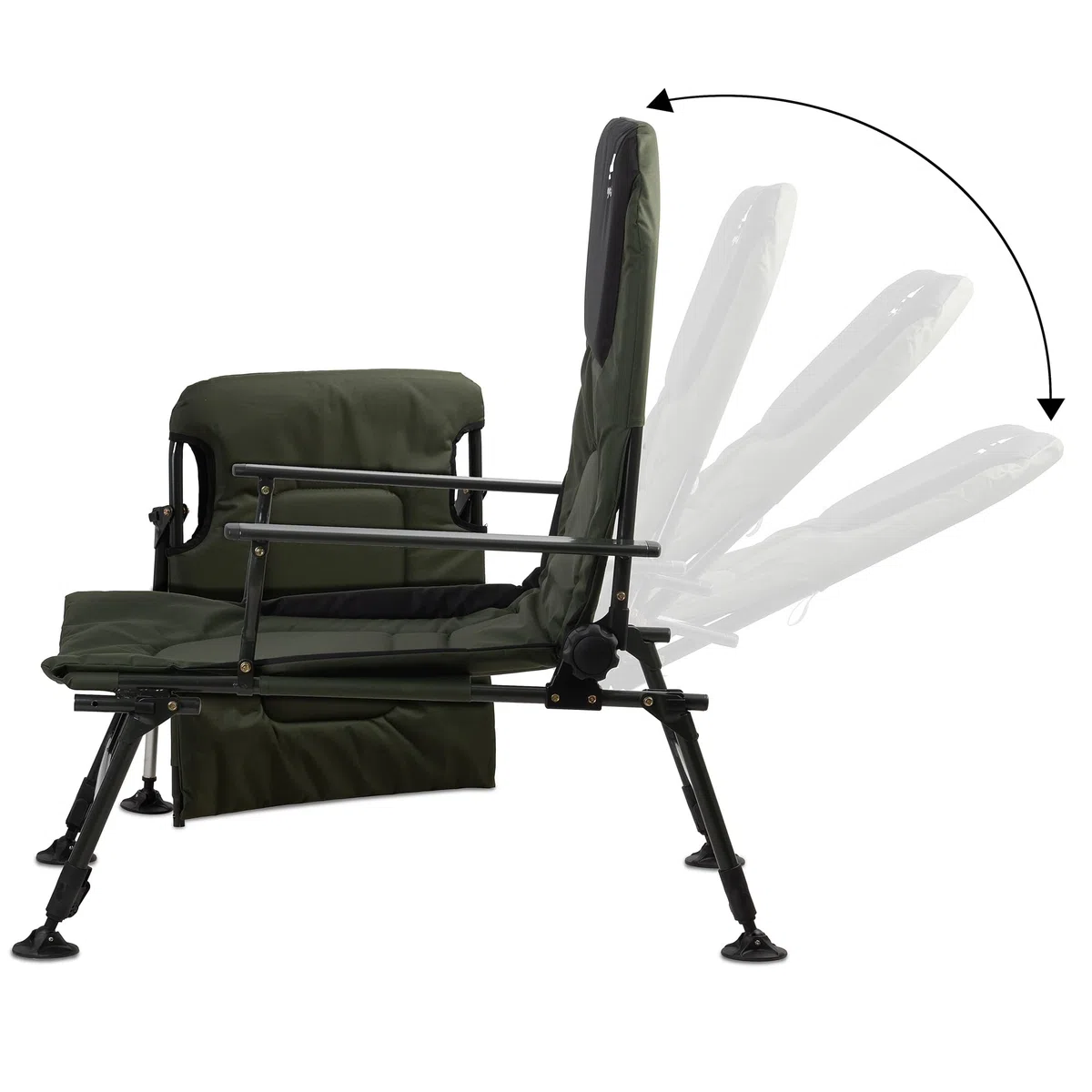 CampFeuer Sedia da Pesca 2 in 1 Verde Oliva | Sedia da Campeggio Regolabile in Altezza | Sedia da Carpa Pieghevole con poggiapiedi | Outdoor Travelchair per Campeggio, Tenda, Pesca