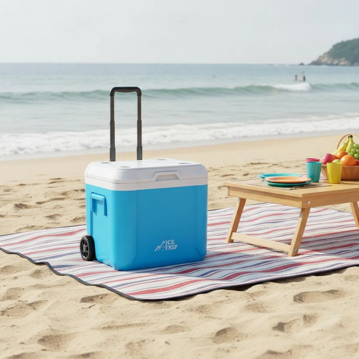 Frigo Portatile con Ruote Grande Capacità Ghiacciaia Portatile con Ruote Facile da Trasportare Scatola Termica per Campeggiatori, Famiglie, Barbecue